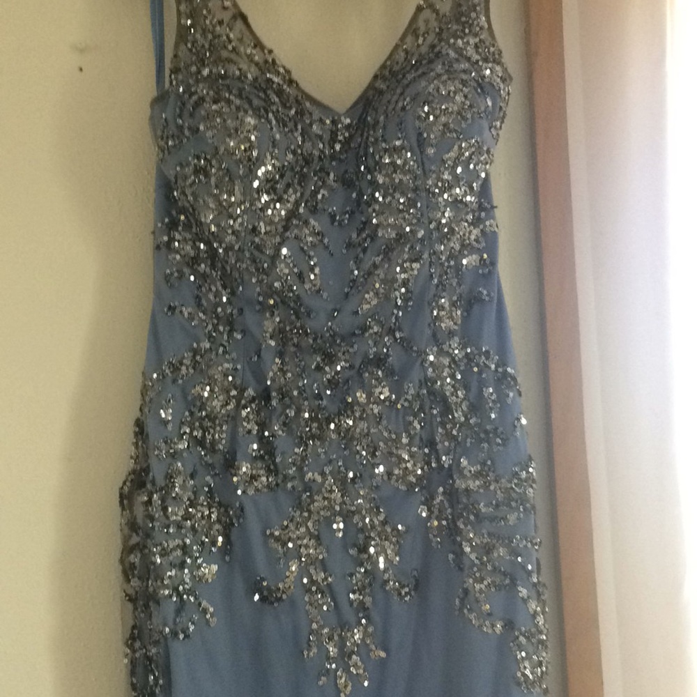 Blue and neutral prom dress